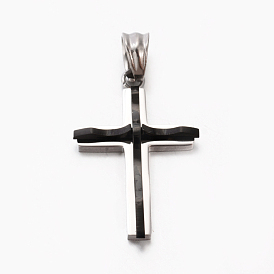 Les hommes de la mode bi-couleur 201 en acier inoxydable pendentif croix, 31x20x4.5mm, Trou: 5x6.5mm