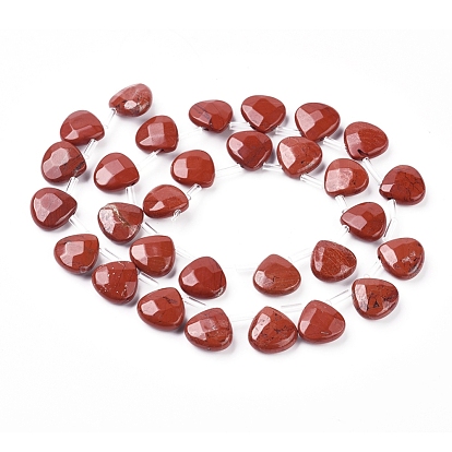 Rouge naturel perles de jaspe brins, perles percées, facette, larme