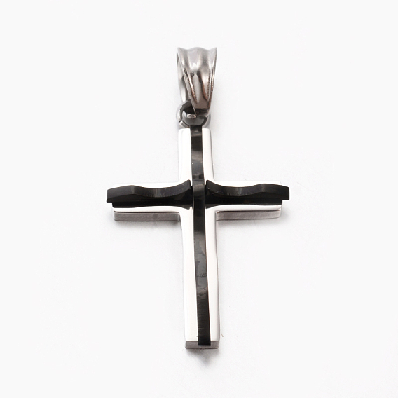 Hombres de la moda bicolor 201 de acero inoxidable colgante de la cruz, 31x20x4.5 mm, agujero: 5x6.5 mm