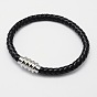 Braided Leather Cord Bracelets, with 304 Stainless Steel Magnetic Clasps, 200x6mm