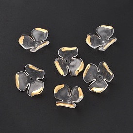 Прозрачные колпачки акриловая бисера, с золотым покрытием, 3-лепестков цветка