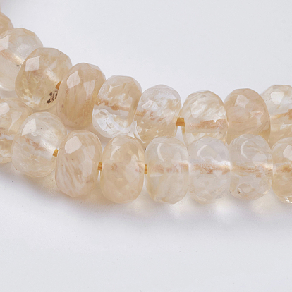Brins de perles pierres fines naturelles , facette, rondelle, 8x5mm, Trou: 1mm