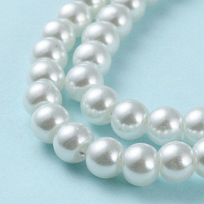 Glass Pearl Beads Strands, Pearlized, Round