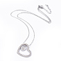 304 Stainless Steel Pendant Necklaces, with Cubic Zirconia, Heart