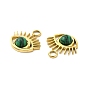 Natural Gemstone Eye Charms, with Vacuum Plating Real 18K Gold Plated 201 Stainless Steel Findings