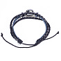 12 Constellation Leather Cord Bracelets, with Alloy Beads and Wax Cord, Flat Round