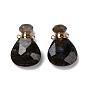 Teardrop Natural Gemstone Perfume Bottle Pendants, with 304 Stainless Steel Findings, Faceted