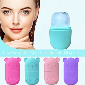 Bear Shape Silicone Reusable Ice Face Roller, Face Massage Ice Holder, for Shrink Pores Reduce Wrinkles Beauty Supplies