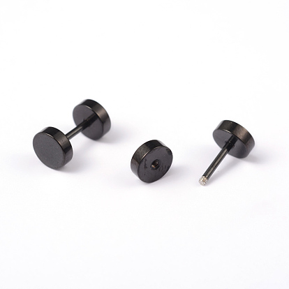 Flat Round 304 Stainless Steel Barbell Cartilage Earrings, Screw Back Earrings, Hypoallergenic Earrings, 11x6mm, Pin: 1mm