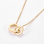 304 Stainless Steel Pendant Necklaces, with Cable Chain and Lobster Claw Clasps, Heart and Ring