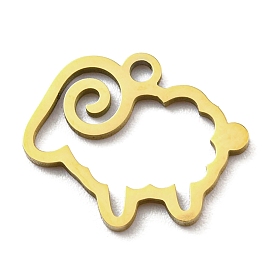 Ion Plating(IP) 316L Surgical Stainless Steel Pendants, Laser Cut, Sheep Charm