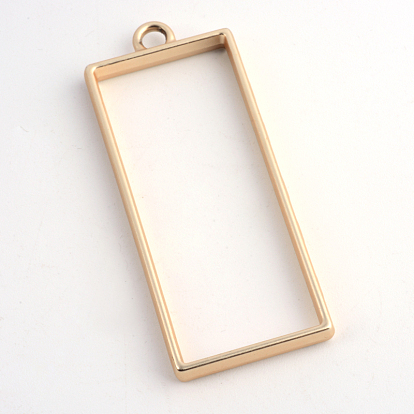 Matte Style Rack Plating Alloy Rectangle Open Back Bezel Pendants, For DIY UV Resin, Epoxy Resin, Pressed Flower Jewelry, Cadmium Free & Nickel Free & Lead Free, 49x20x3.5mm, Hole: 3mm