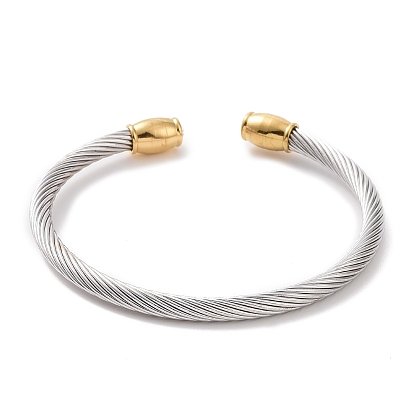 304 brazaletes par de acero inoxidable de las mujeres de moda, brazaletes de puño, con fornituras de cabeza de rhinestone de metal, 53 mm