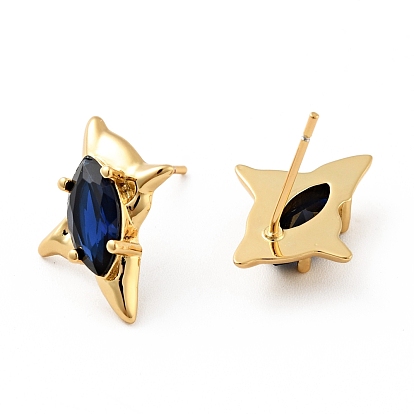 Boucles d'oreilles clous étoile zircone cubique, bijoux en laiton pour femmes, sans cadmium et sans nickel et sans plomb