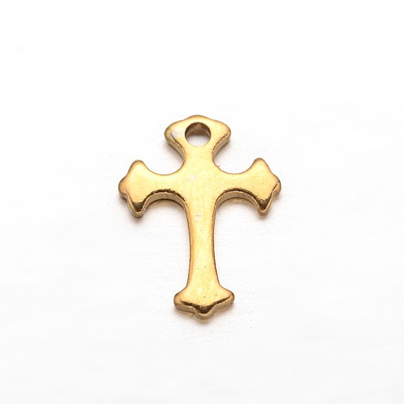 Cross 304 Stainless Steel Charms, 12x8.5x1mm, Hole: 1mm