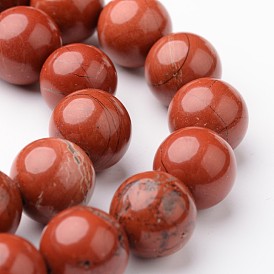 Redondas hebras de perlas de jaspe natural de color rojo