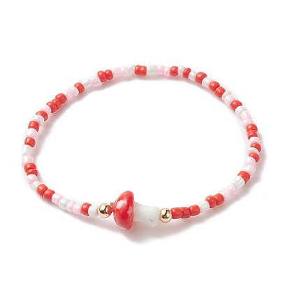 Bracelets extensibles en perles de verre et perles de verre et perles de laiton pour femmes