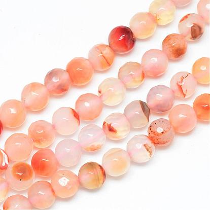 Natural Carnelian Bead Strands, Dyed, Faceted, Round