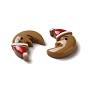 Cabujones navideños de resina opaca, luna con sombrero rojo de navidad