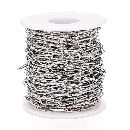304 Stainless Steel Cable Chain, with Spool, Textured, Soldered