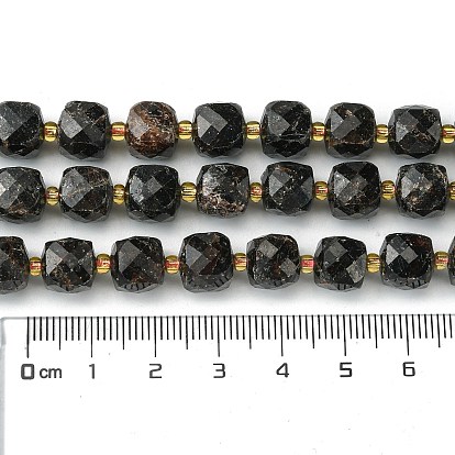 Grenat naturels brins de perles, avec des perles de rocaille, cube à facettes