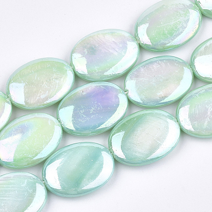 Freshwater Shell Beads Strands, AB Color, Dyed, Oval