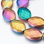 Electroplated Non-magnetic Synthetic Hematite Beads Strands, Polish, Faceted, Oval