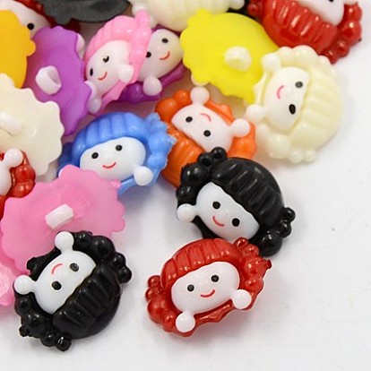 Acrylic Shank Buttons, 1-Hole, Dyed, Doll, 22x17x5mm, Hole: 2mm