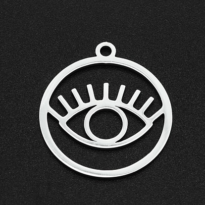 Ion Plating(IP) 201 Stainless Steel Pendants, Laser Cut, Hollow, Ring with Eye