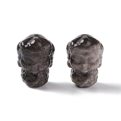 Perles d'obsidienne en argent naturel, Bouddha