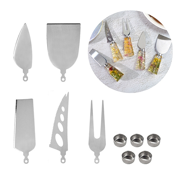304 Stainless Steel Unfinished Cutlery Set, Including Knife, Fork, Spatula, for UV Resin, Epoxy Resin Mini Cutlery Craft Making