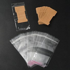 50Pcs Kraft Paper Hair Clip Display Cards, Hair Bow Holder Cards, Hair Accessories Supplies, with 50Pcs OPP Cellophane Bags