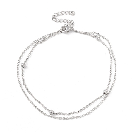 304 Stainless Steel Double Chains Multi-strand Anklet for Women
