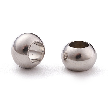 304 Stainless Steel Rondelle Beads, Large Hole Beads, 8x6mm, Hole: 4mm