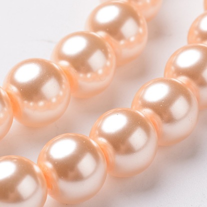 Round Grade A Glass Pearl Beads Strands, 4~10mm, Hole: 1mm, about 42~112pcs/strand, 15.7 inch