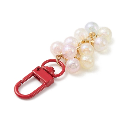 Placage de porte-clés pendentif en perles acryliques, avec fermoirs à mousquetons pivotants en alliage