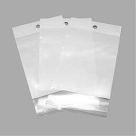Pearl Film OPP Cellophane Bags, Self-Adhesive Sealing, with Hang Hole, Rectangle