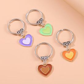 Porte-clés coeur multicolore géométrique pour sacs et vêtements de couple - accessoire de mode
