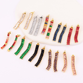 Sparkling Rectangular Colorful Gemstone Butterfly Tassel Earrings for Women