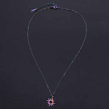 201 pendentifs en acier inoxydable colliers, avec des chaînes du câble et fermoirs pince de homard, soleil