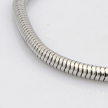 304 pulseras de cadenas de serpiente redondas de estilo europeo de acero inoxidable, con cierre de langosta, 145x3 mm