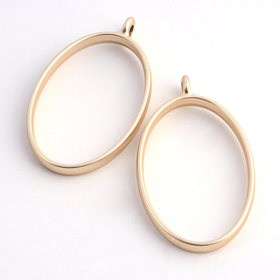 Matte Style Rack Plating Alloy Oval Open Back Bezel Pendants, For DIY UV Resin, Epoxy Resin, Pressed Flower Jewelry, Cadmium Free & Nickel Free & Lead Free, 39x23.8x3.5mm, Hole: 2.8mm, Inner Diameter: 31.2x20.8mm