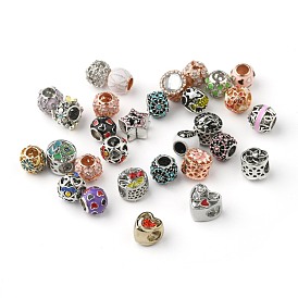 Alloy European Beads, Large Hole Beads, with Rhinestone and Enamel, Mixed Shape