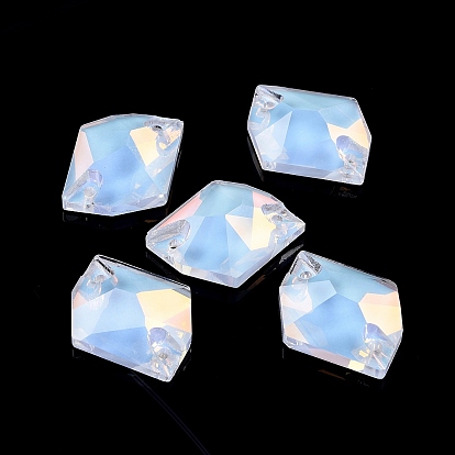 Forma de rombo irregular coser en diamantes de imitación, k 5 strass de cristal, enlace de agujero 2, espalda plana plateada, decoración artesanal de costura