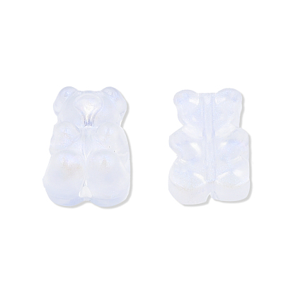 Perles acryliques transparentes, avec de la poudre de paillettes, ours