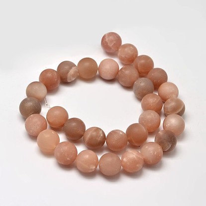 Frosted Natural Sunstone Round Beads Strands
