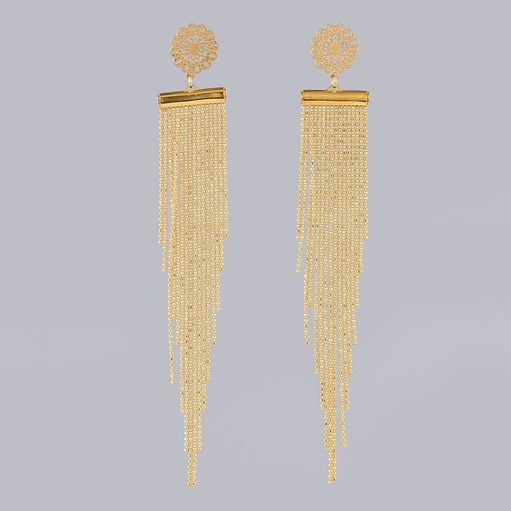 Brass Ball Chains Dangle Earrings, with Brass Slide On End Clasp Tubes and 304 Stainless Steel Stud Earring Findings