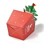 Cajas de regalo de papel doblado de tema navideño, con alambre de hierro y campana, para regalos dulces galletas envoltura