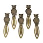 Iron Bookmark Cabochon Settings, Cadmium Free & Nickel Free & Lead Free, with Alloy Tray, Flat Round with Owl, 88x23x4mm, Tray: 20mm