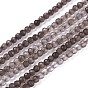 Natural Smoky Quartz Beads Strands, Gradient Style, Round, Faceted